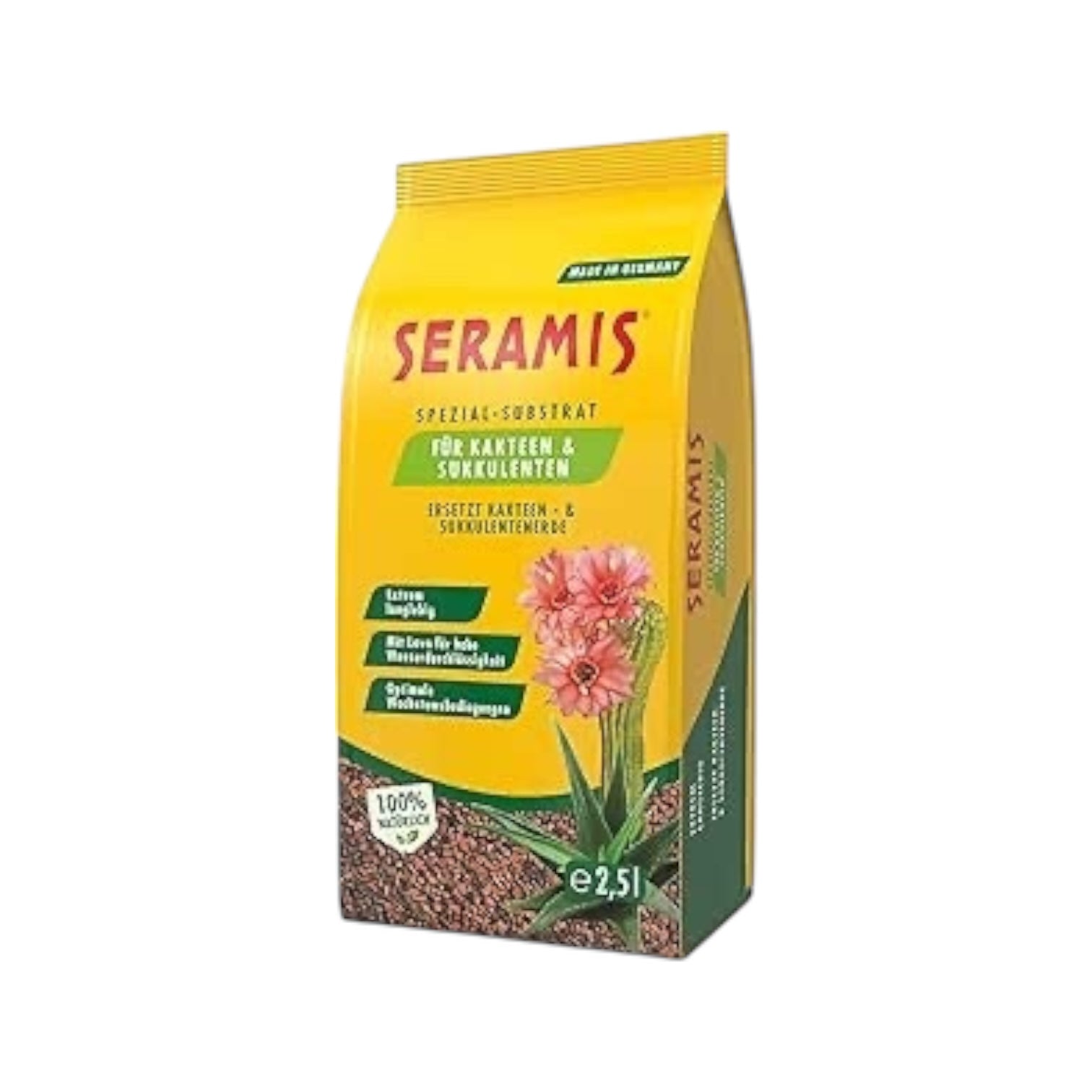 Seramis Spezial-Substrat für Kakteen und Sukkulenten, 2,5 l – Pflanzen Tongranulat, Kakteenerde Ersatz zur Wasser- und Nährstoffspeicherung, Rotbraun