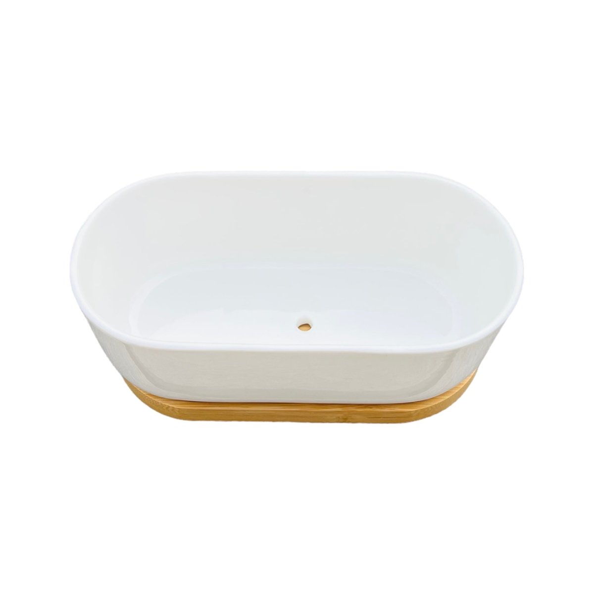 Sukkulententopf, NORDIC, oval Durchmesser xxxcm mit Untersetzer aus Bambus -KAKTOS