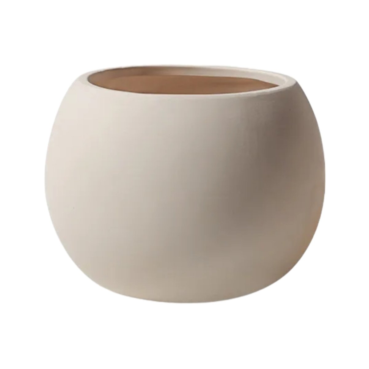 Keramik-Blumentopf, Kugelform, hellgrau -KAKTOS