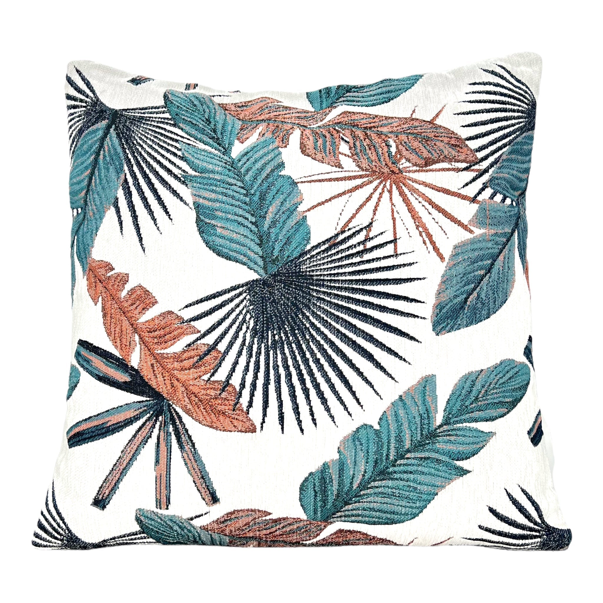 Kissenhülle, Jacquard mit Blättermotiv, 45x45 cm -KAKTOS Pflanzen & Zubehör