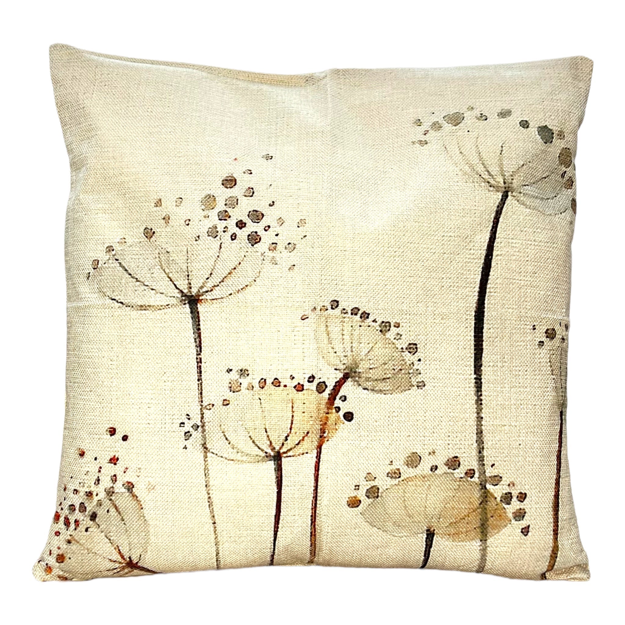 Kissenhülle, Leinen mit Pflanzenmotiv, beige, 45x45 cm -KAKTOS Pflanzen & Zubehör