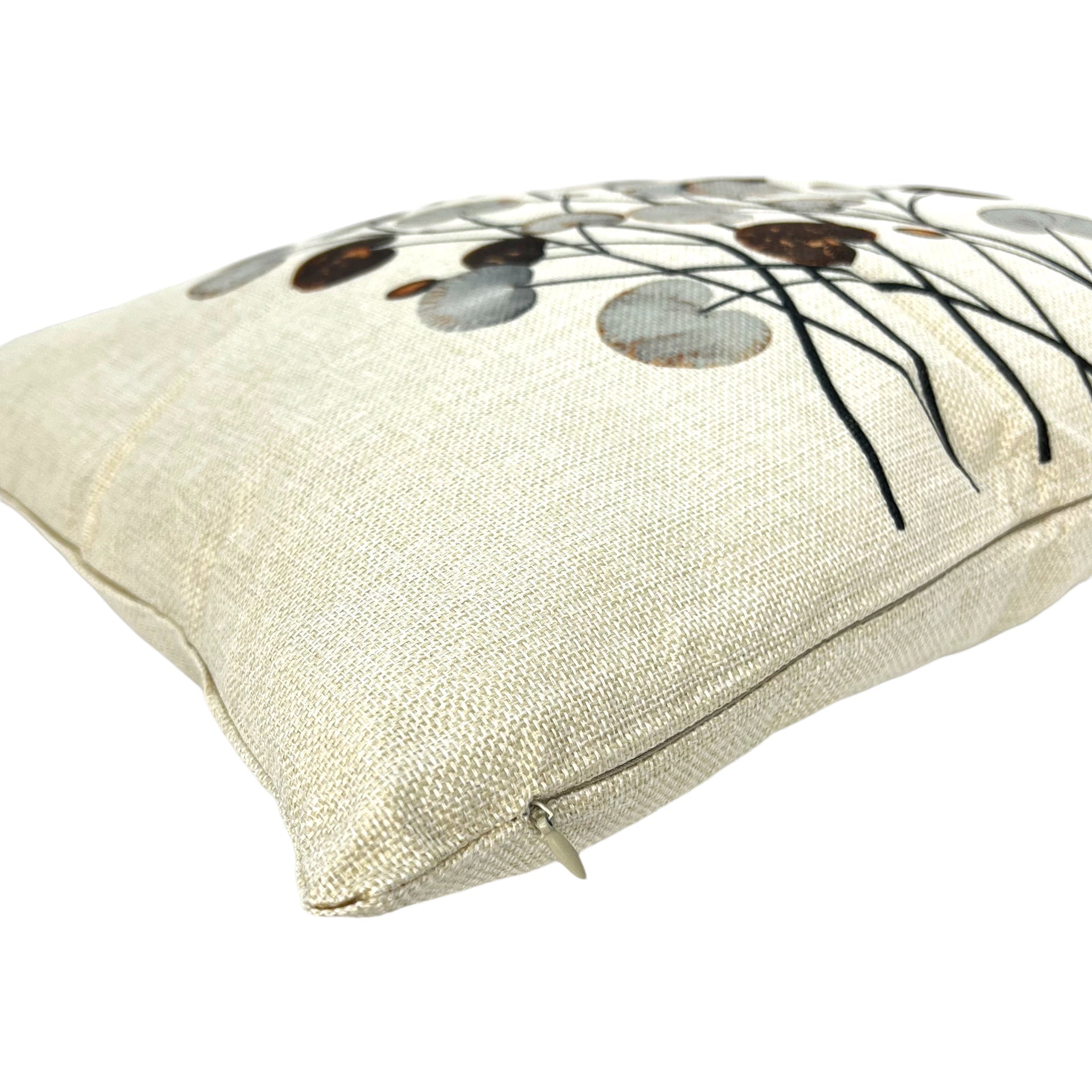 Kissenhülle, Leinen mit Pflanzenmotiv, beige, 45x45 cm -KAKTOS Pflanzen & Zubehör