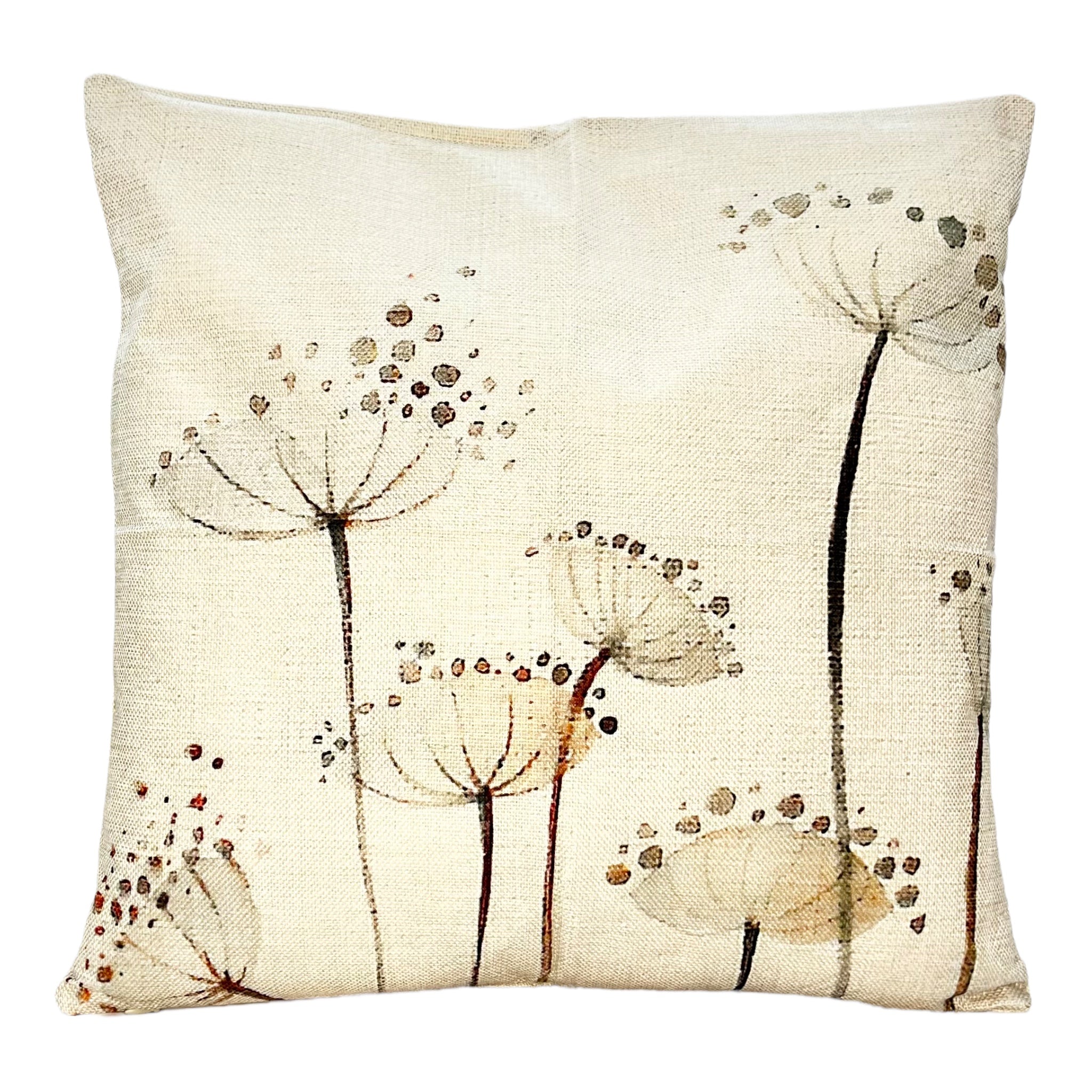 Kissenhülle, Leinen mit Pflanzenmotiv, beige, 45x45 cm -KAKTOS Pflanzen & Zubehör