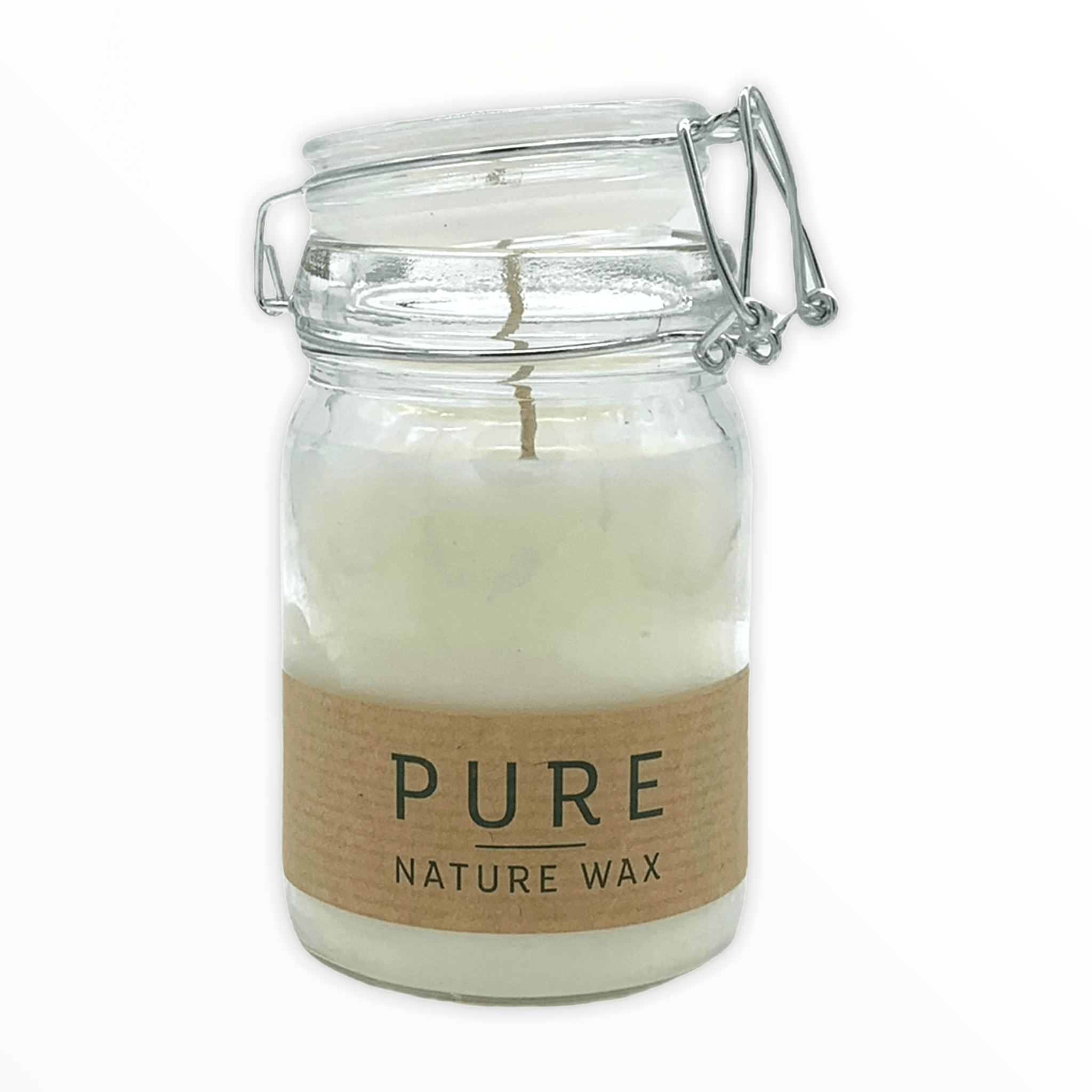 Naturwachskerze im Bügelglas - weiss - 100% Rapswachs -KAKTOS Pflanzen & Zubehör