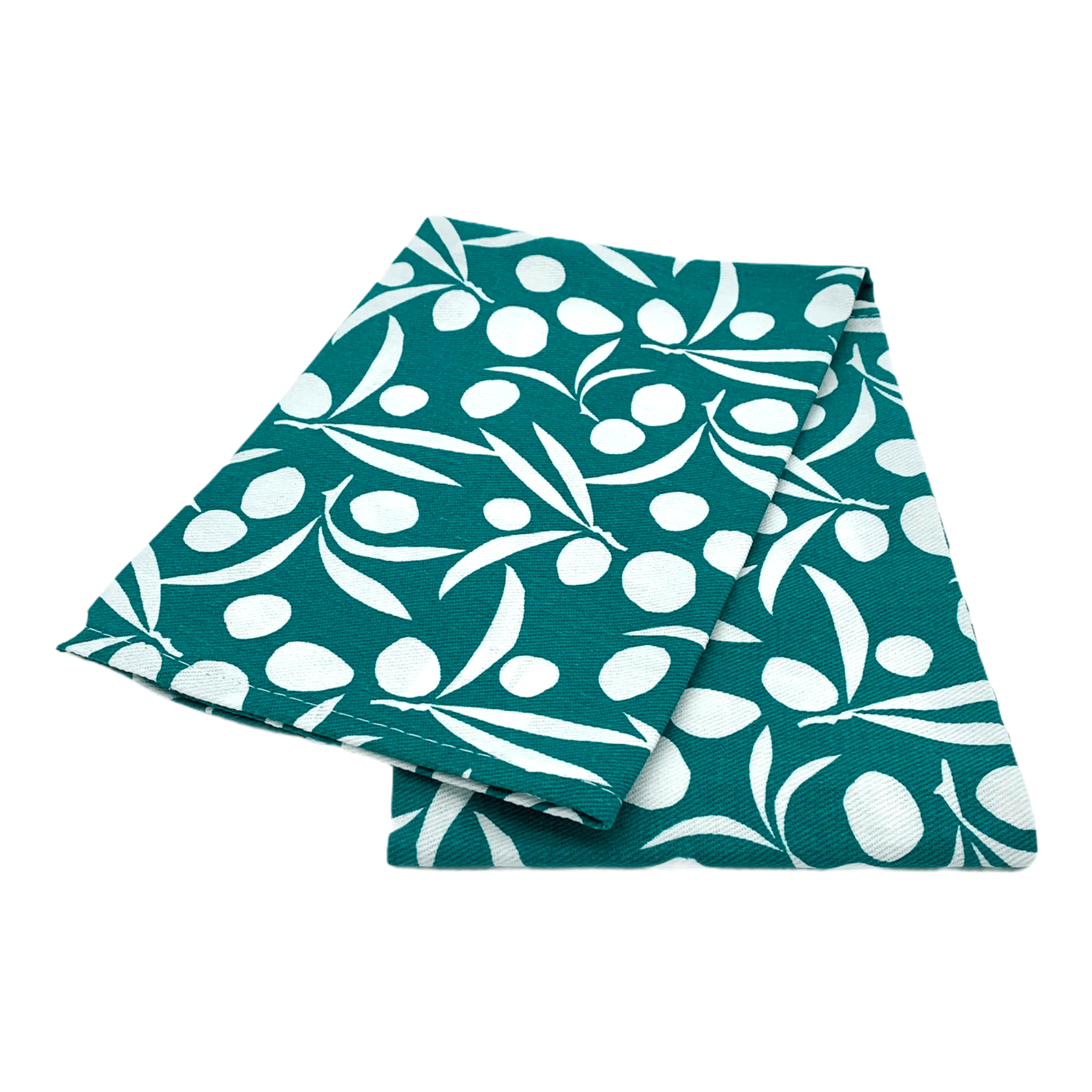 Paros - Geschirrtuch - Oliven auf türkies-blau - 100% Baumwolle -KAKTOS Pflanzen & Zubehör