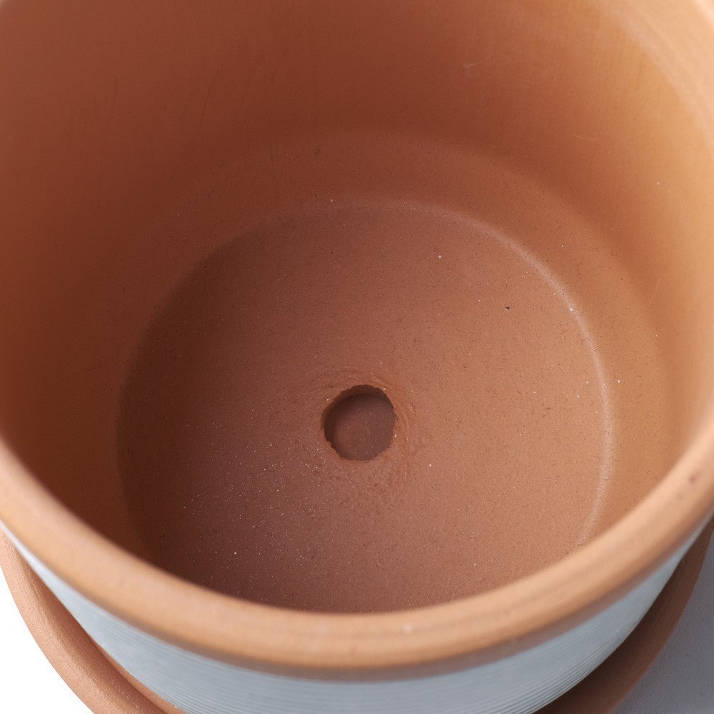 Casa Atlântica Terracotta-Blumentopf (Ø 13cm) in Waldgrün mit Untersetzer, handgefertigt -KAKTOS