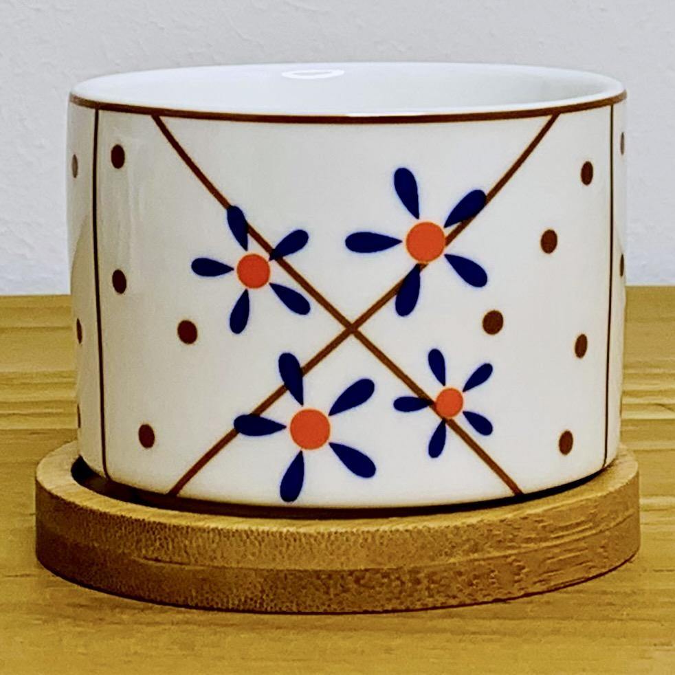 Tokyo - Blumentopf mit Drainageloch, Ø6,5cm mit Bambusuntersetzer -KAKTOS Pflanzen & Zubehör