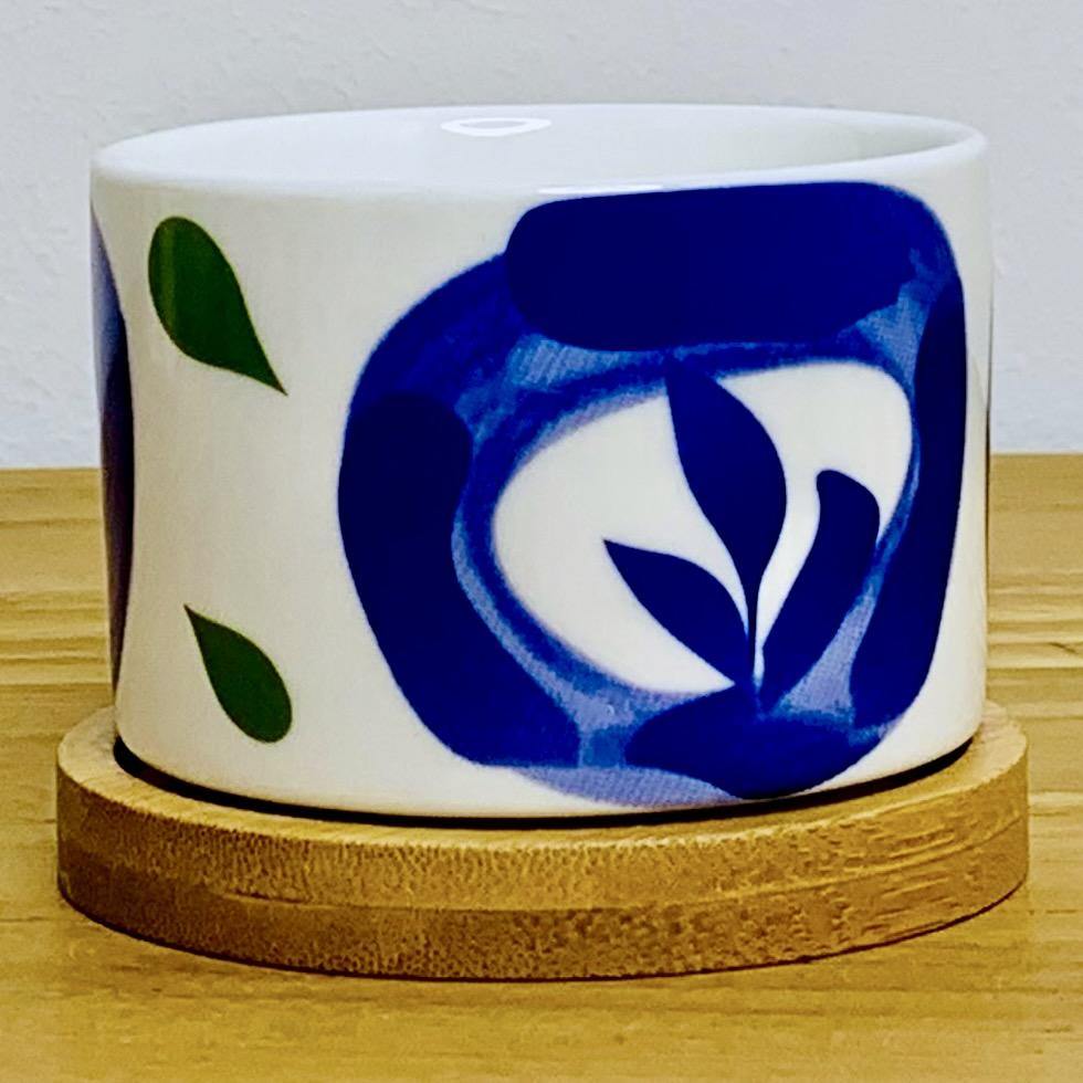 Tokyo - Blumentopf mit Drainageloch, Ø6,5cm mit Bambusuntersetzer -KAKTOS Pflanzen & Zubehör