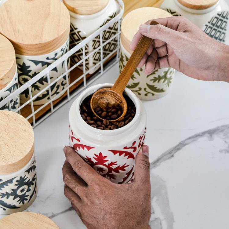 Vorratsdose aus Keramik mit Holzdeckel -KAKTOS Pflanzen & Zubehör