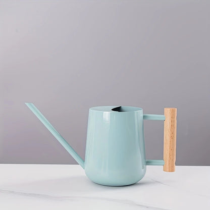 TIVVA BLUE – Gießkanne aus Edelstahl, 1 L, hellblau mit Holzgriff