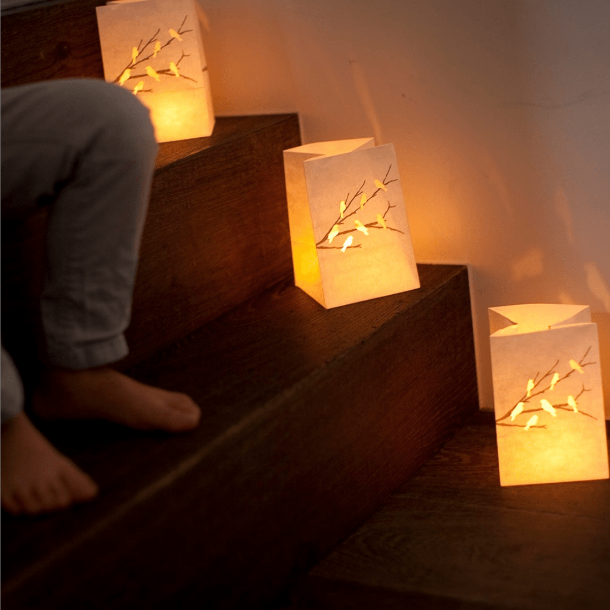 Dekorative Lichttüte &quot;Design Baum&quot; - 8er Set mit Maxi Teelichtern -KAKTOS Pflanzen &amp; Zubehör