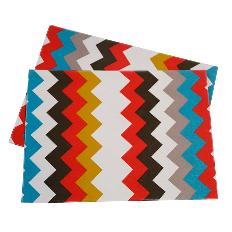 Outdoor Wende-Tischset 2er-Pack mit ZickZack-Muster, mehrfarbig, 33x45 cm, Oekotex 100 -KAKTOS Pflanzen &amp; Zubehör