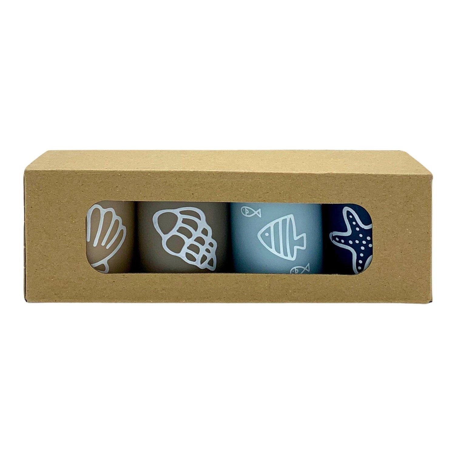 Stumpenkerzen Mix Maritim 4er Set - Safe Candle -KAKTOS Pflanzen &amp; Zubehör